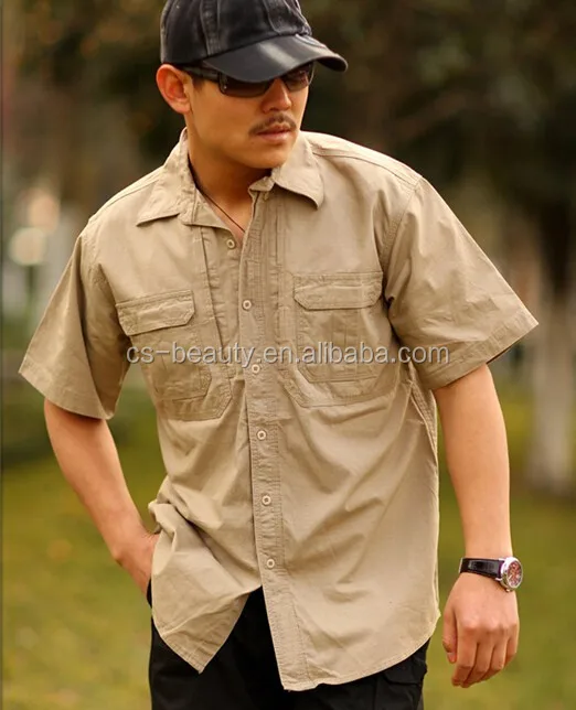 

4 Colors Turn Over Neck Tactical Clothing Tactical Army Hiking t-shirt For Men, Black, green, khaki, brown