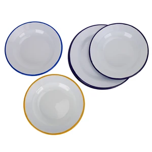 Image of Promotion Products 0.5mm 20cm Blank White Enamel Plates For Outdoor Camping With Customs Color Roll Rim