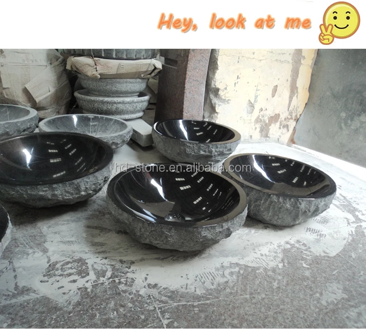 Chinese Shanxi Black Granite Stone Kitchen Sink Bathroom Washing Hand Basin with Good Quality