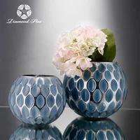 

table wedding centerpieces cheap bulk factory hand blown round teal blue glass vase