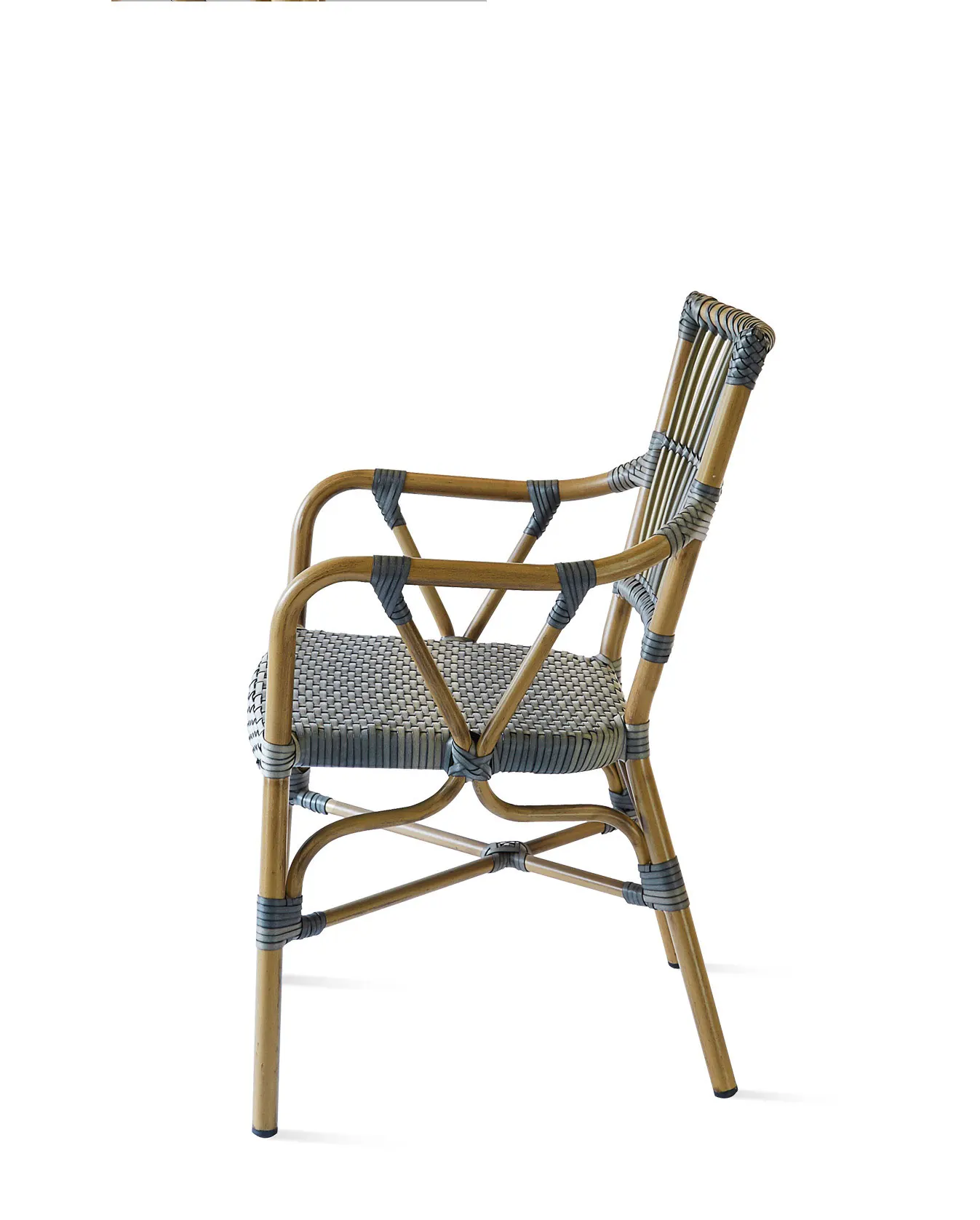 Best Selling Garden Rattan Furniture Gray Cane Bistro Arm Chair For