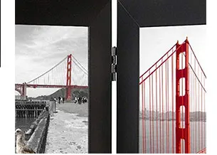 Wood Golden State Art Triple Hinged Table Desk Top Picture Photo Frame for 4x6 Photo 3 Vertical Openings with Real Glass