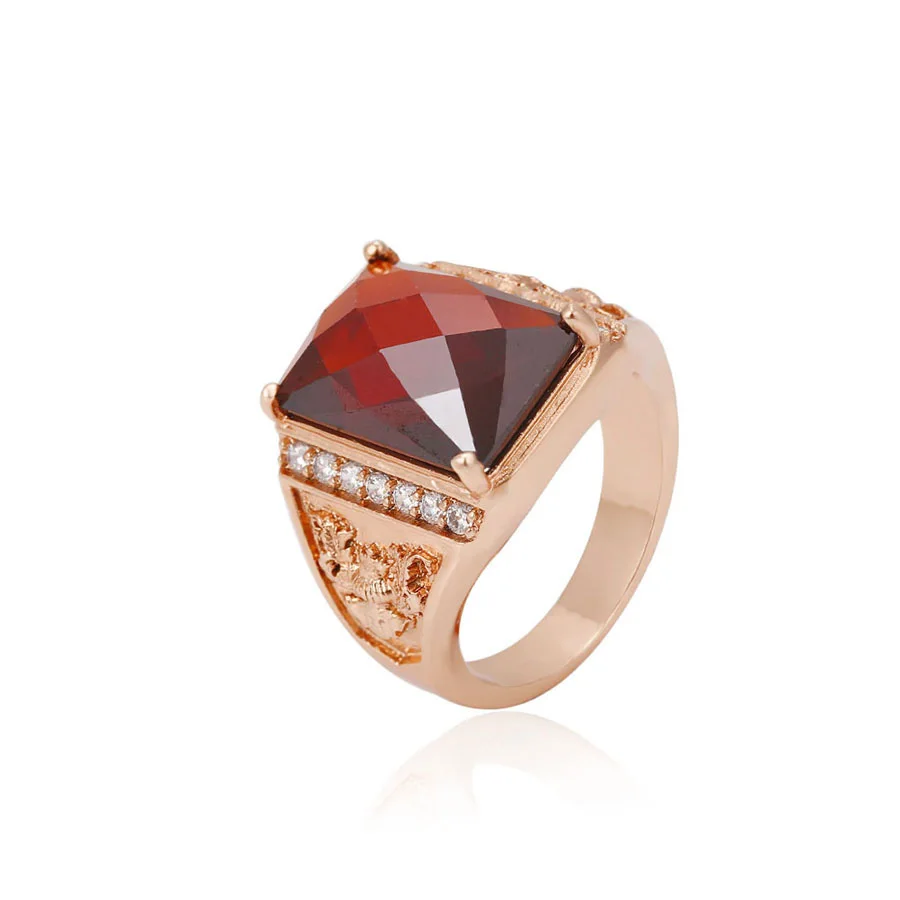 

14481 Xuping noble stylish jewelry royal design big gemstone inset finger ring for ladies, Rose gold colour