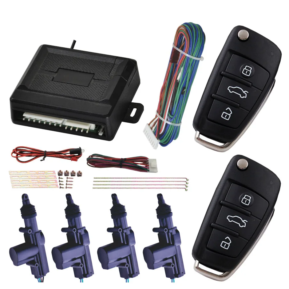 WINDOW ROLL UP TRUNK RELEASE UNIVERSAL CAR 3 BUTTON REMOTE CENTRAL LOCKING KIT 