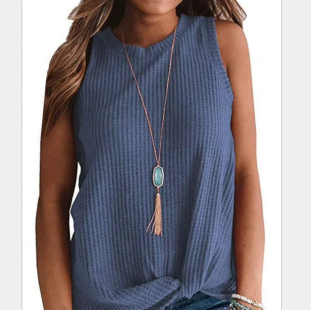 

Solid Twist O-Neck Tank without Necklace