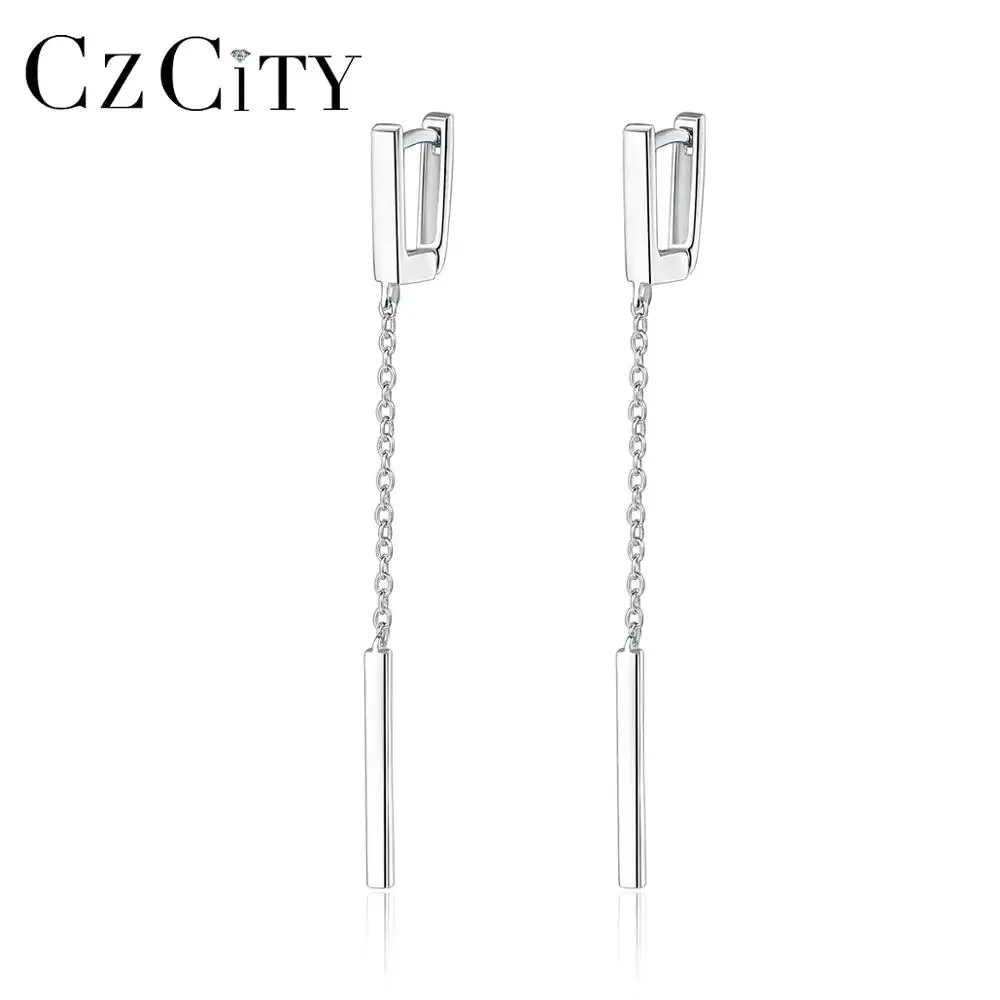 CZCITY Handmade Daily Wear Sterling Silver Long Earrings for College Girls Factory Wholesale