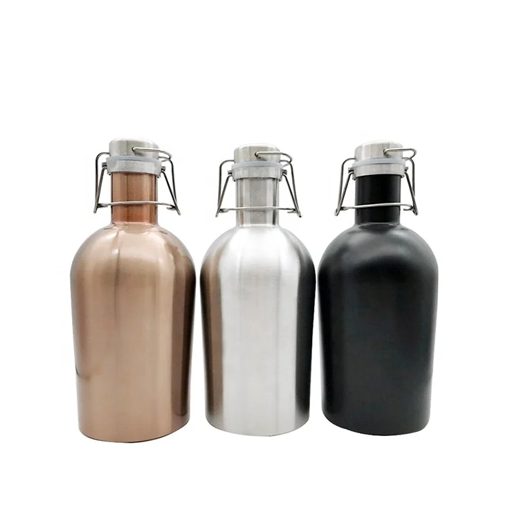 

Custom Logo 2 liter/64 oz ounce Double Wall 304ss beer growler With Swing-Top, Customized color