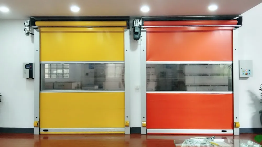 Guangzhou manufacturers high-speed PVC screen rapid rolling safety industrial door with the remote control