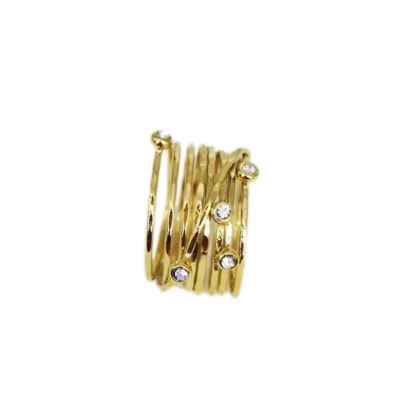 

multiple layers winding 18k gold vacuum plating vermeil diamond ring