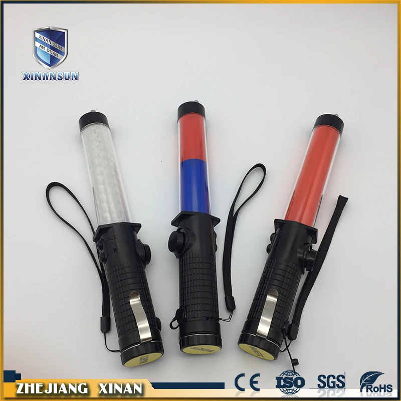 
Multifunction rechargeable rubber handle red led police traffic control baton with light 