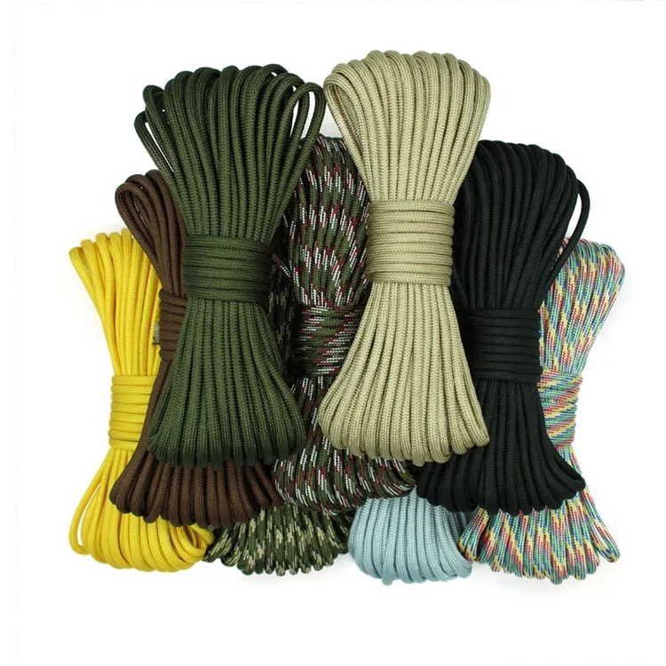

Outdoor 270 colors Durable Polyester Nylon Parachute Cord 100 feet 7 Strands 4mm Braided Tent Rope 550 Paracord Rope, More than 270 colors