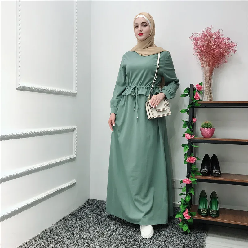 

2019 Thick Jersey Muslim Dress, Green