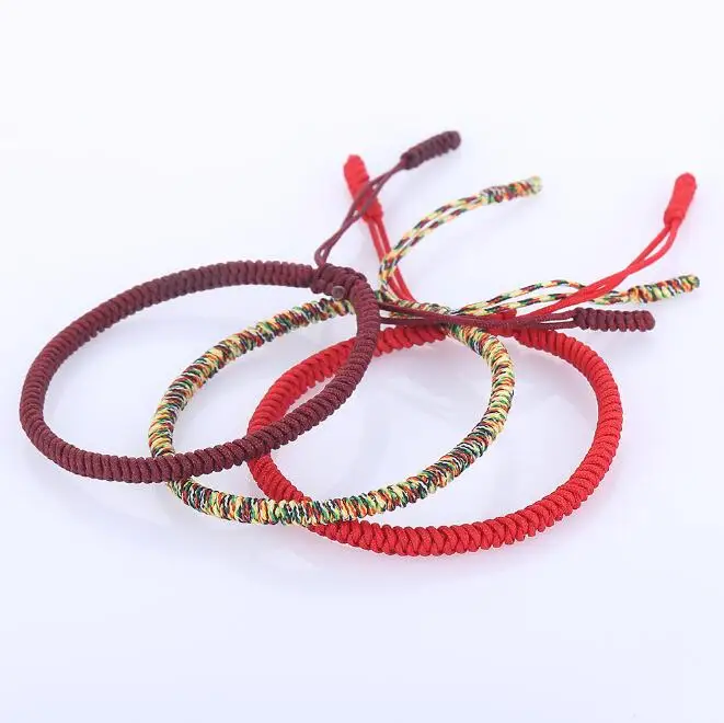 Fytease 2PCS Handwoven Red & Black String Bracelets - Buddhist Tibetan Style Adjustable Rope Bracelets For Protection & Luck - View #8