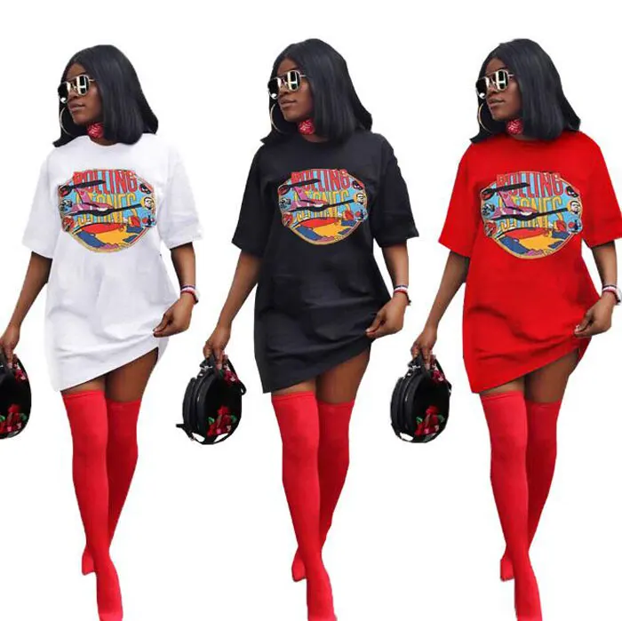 

90612-MX3 summer long style t-shirts fashion patterns ladies dresses