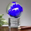 3D Laser Engraved Blue Crystal Glass Globe Ball Award Trophy