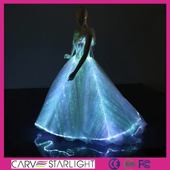 Lighting Optic Fiber Dress Beach Flower Girl Net Dresses For