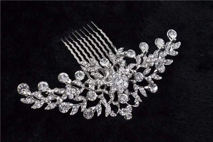 Elegant Crystal Rhinestone Wedding hair accessories Bride Bridal Floral ...