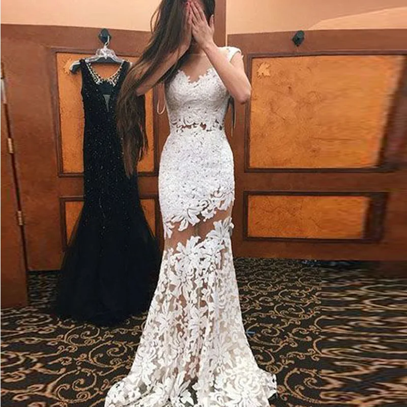 tight white lace dress
