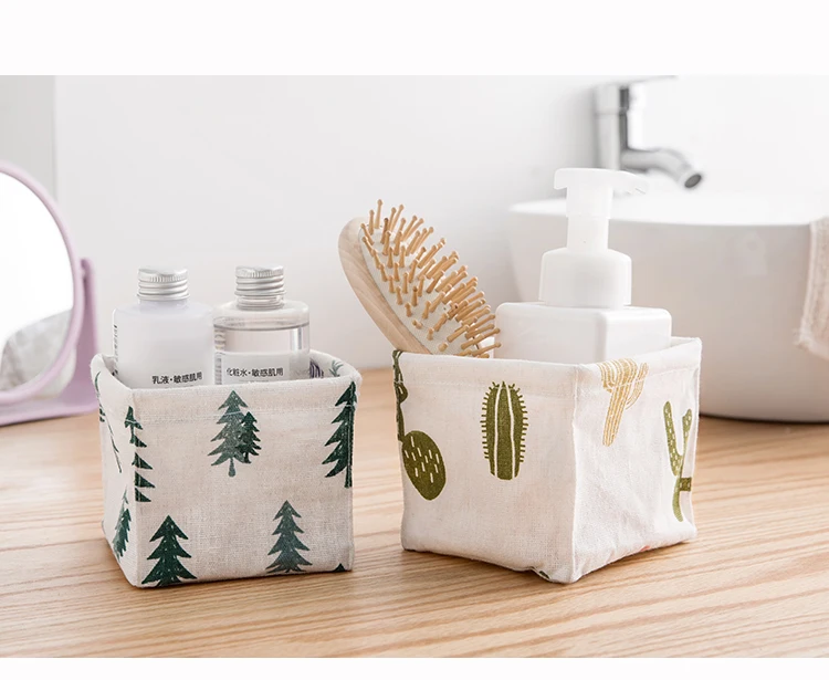 

Nordic Style Storage Basket Cotton Fabric Folding Box Organizer Sundries Collection Desktop Toys Sundries Storage Basket, As picture