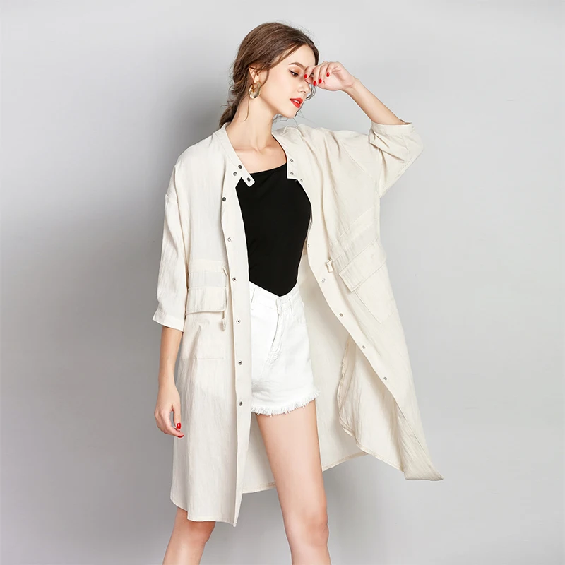 
Loose Fit Linen cotton Beach Sun Protection Coat 