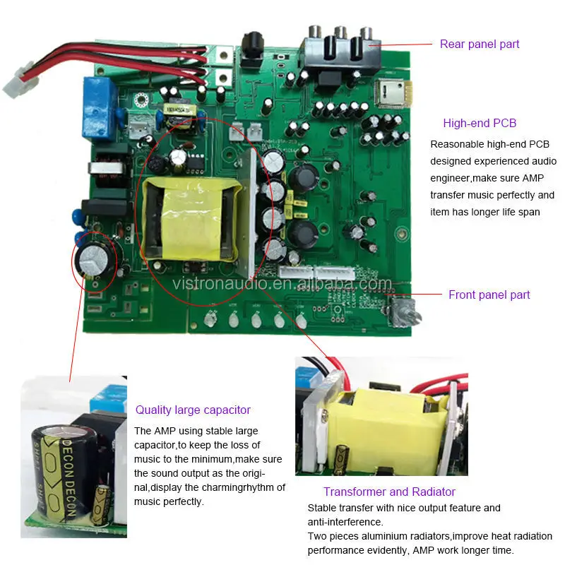 bluetooth amplifier circuit PCB BTA-250 AUDIO AMPLIFIER