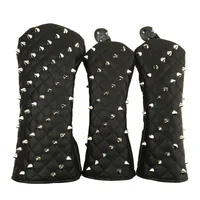 

New Style Fashion Waterproof Leather Rivet Element 1 3 5 Golf Club Head Cover Golf Headcover Set