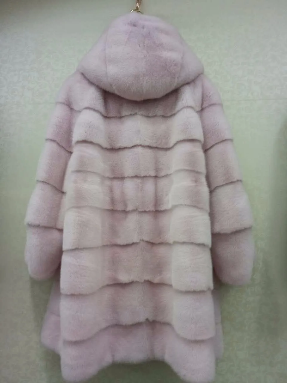 The Newest Lady's Pink Mink Fur Coat With Hood Buy Winter Coat Fur