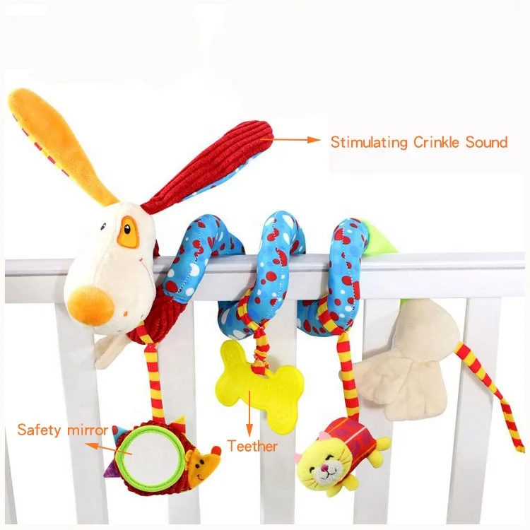 
H033A Dog plush stroller hanging spiral baby toys 