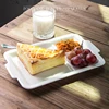 Modern simple food dishes rectangle 3 compartment porcelain plate