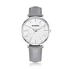 Quality 316l stainless steel leather strap silver watches women , custom print watch dial world map watch