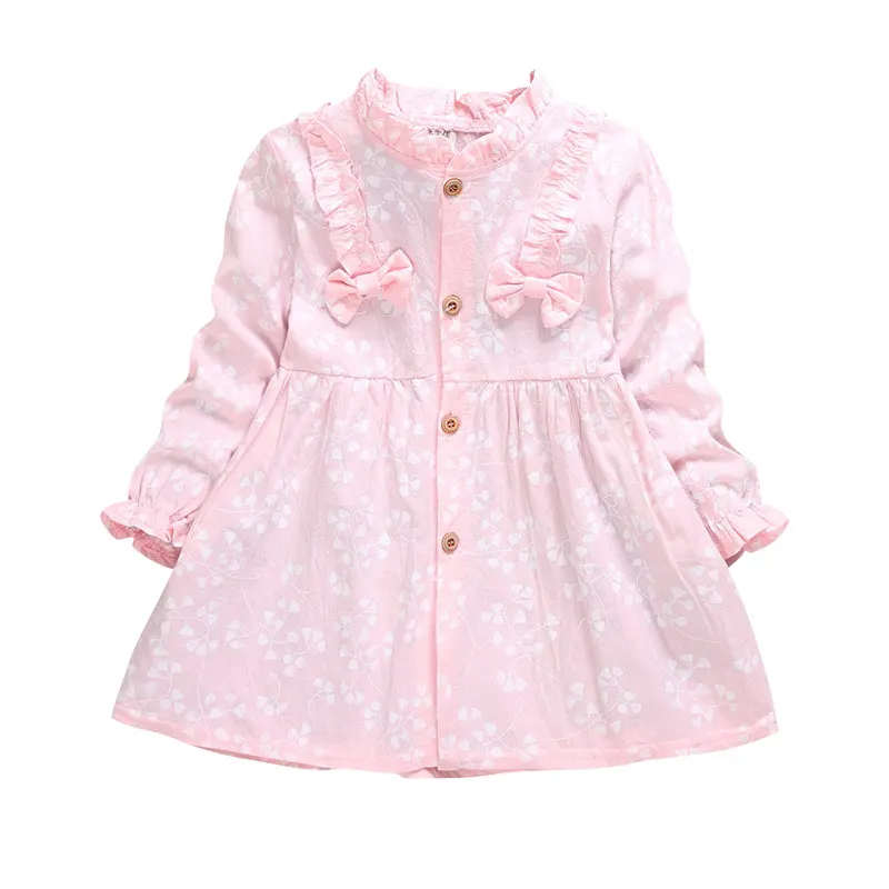 cotton fabric brand pink baby girls child kids bow dress korea designs