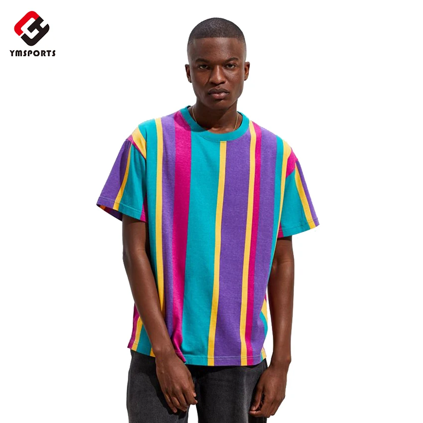 

Wholesale Manufacture Vintage Clothing T-Shirts, Design Printed Stripe T Shirt in Bulk, Custom color