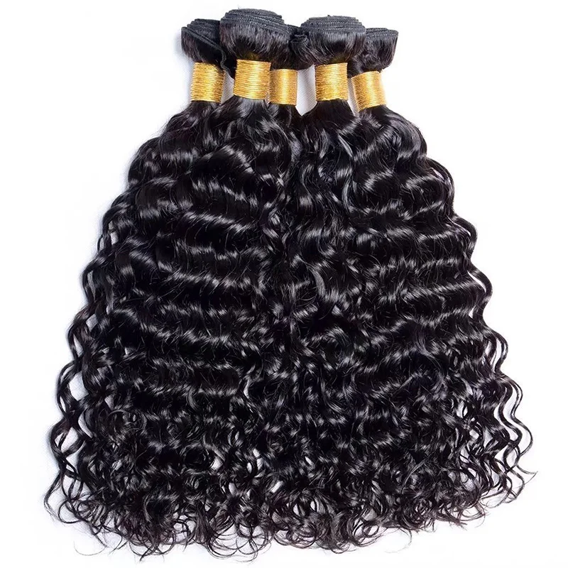 

10A Unprocessed Virgin Brazilian Water Hair Weave Pure Real Brazilian Human Hair Weave, Natural black color