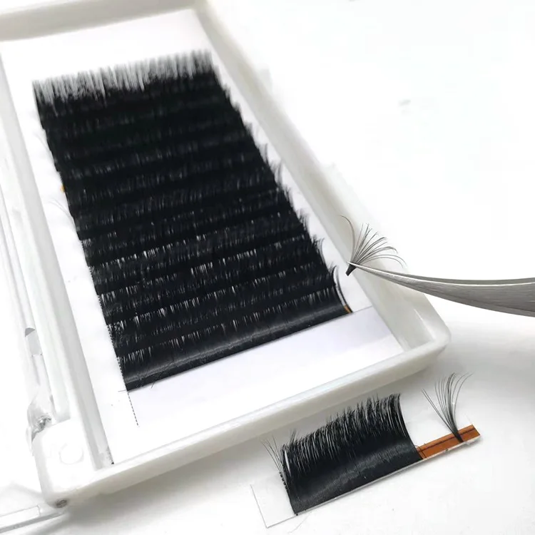 

Customer Logo Easy Fan Silk Mega Volume One Second Rapid Blooming Eyelash Extension, Natural black or customization