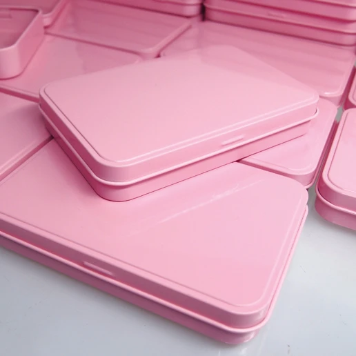
pink metal case cosmetic packing box promotional gift tin box water color box eye shadow metal case 