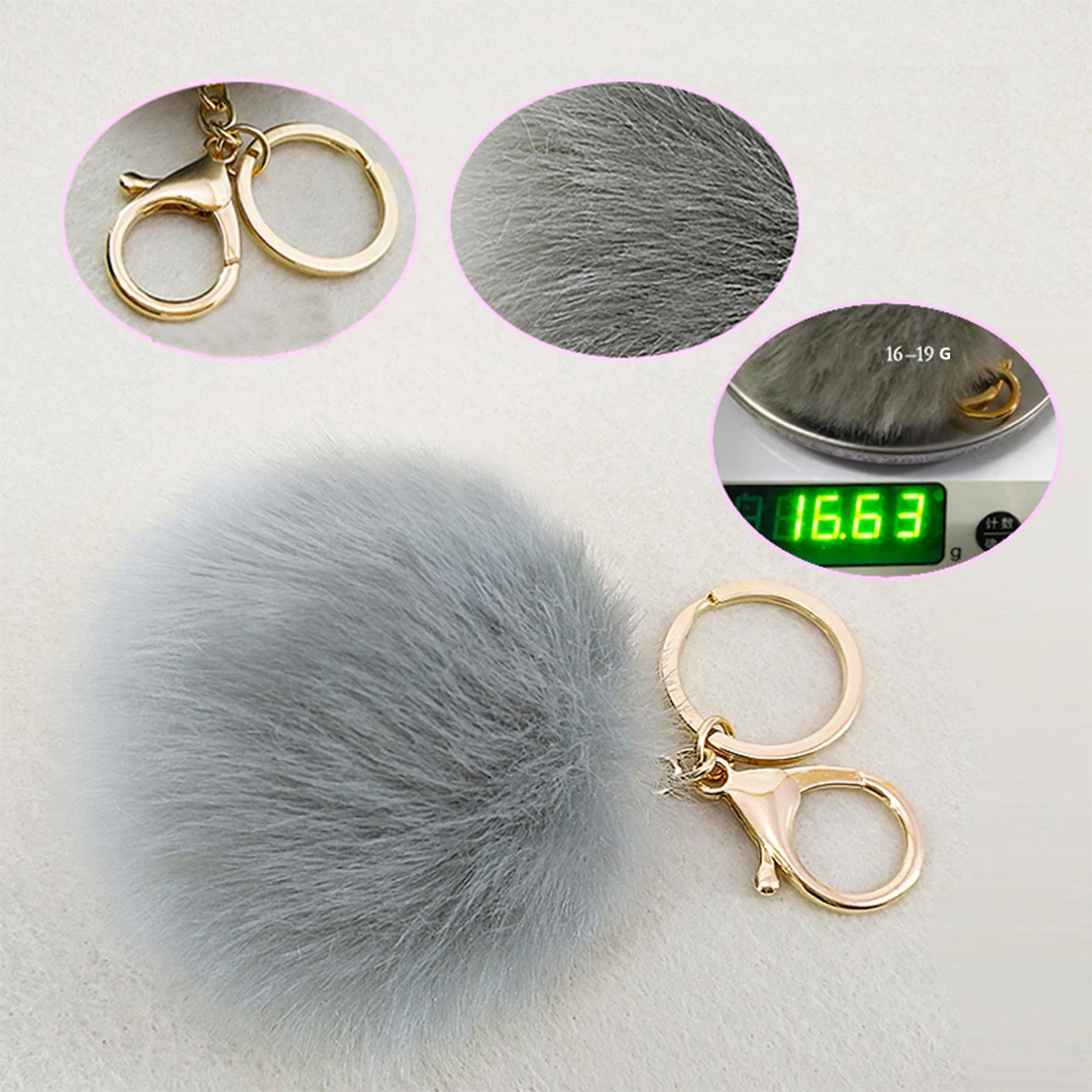 Yongze wholesale 10cm faux rabbit fox fur puff fluffyround ball keychain pom pom plush keychain manufacturers in china