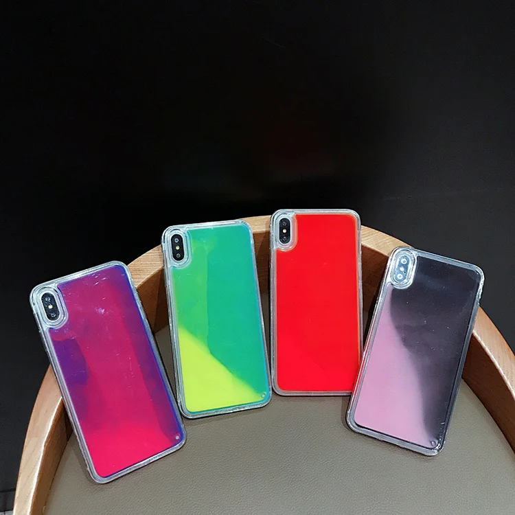 Popular Glow in the Dark Neon Glitter Phone Case For Iphone X