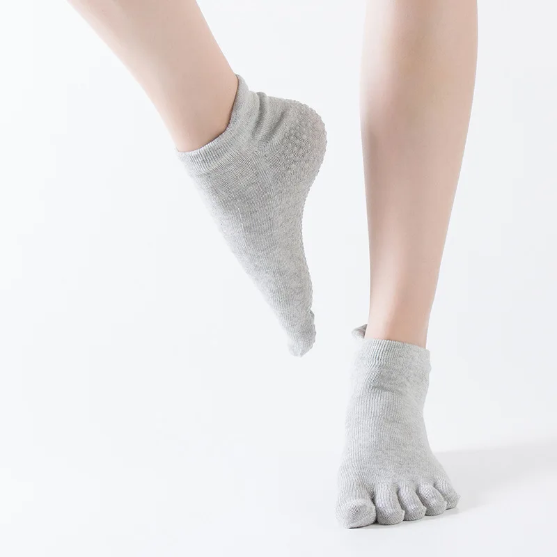 
High Quality Solid Colored Toe Socks Anti Slip Pilates Yoga Socks 