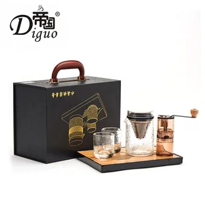 Image of Diguo 400ml Black Color Portable Hot Cold / Brew Pour Over Coffee Tea Maker Gift Set Packaging For Tea Coffee