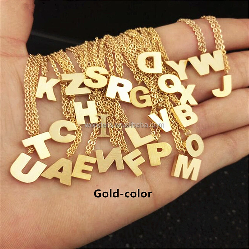 

1Piece Initial Necklace Stainless Steel Link Chain Necklace Gold Silver Plated