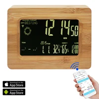 

High Quality bamboo wood material Desktop WiFi Calendar Weather Station Clock with Backlight