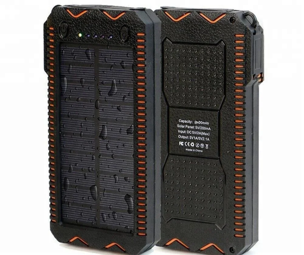 High capacity Waterproof solar power bank 10000mah With Lighter