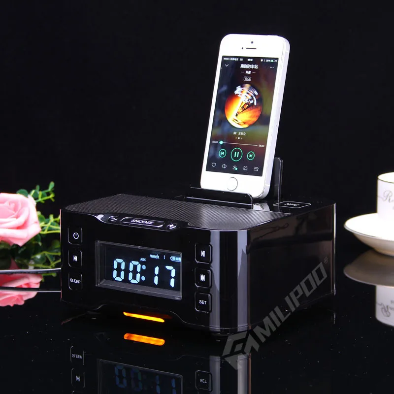Bluetooth Home Speaker Radio Clock Speaker With 2 Usb Charging Ports