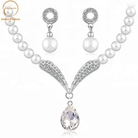 

anti allergy pearl beaded crystal pendant jewelry sets 2019