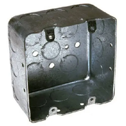 Welded 4-Inch Square Box Wood//Metal Stud Bracket Hubbell-Raco 8235 2-1//8-Inch Deep 1//2-Inch and 3//4-Inch Side Knockouts