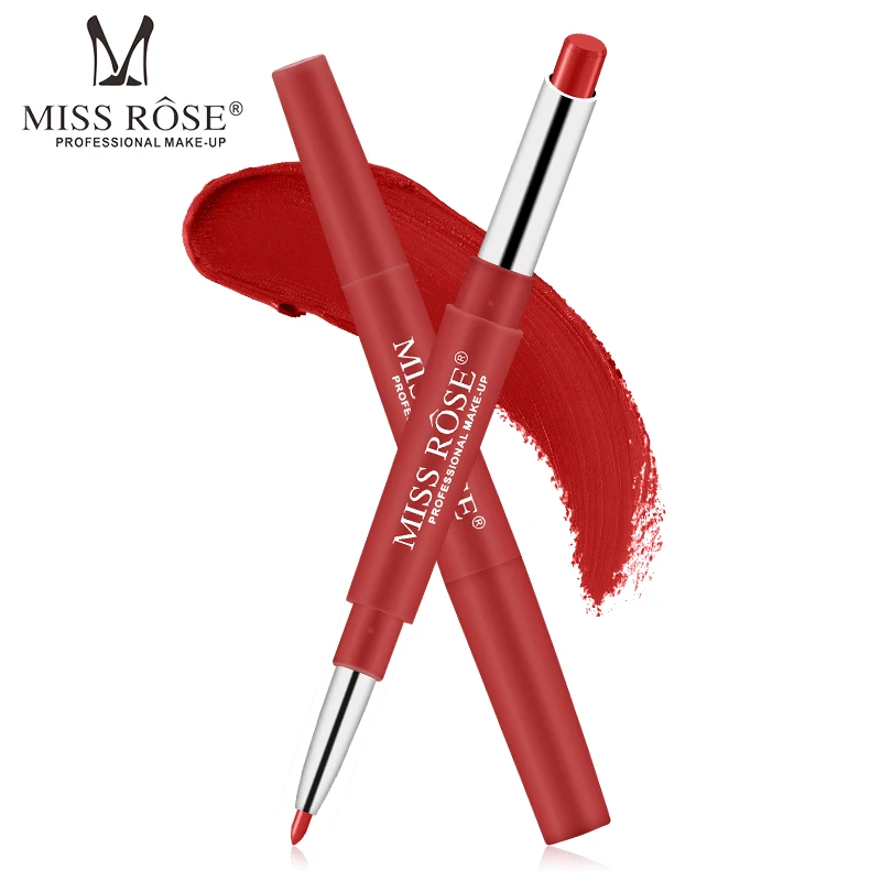 

Miss Rose Brand 14 Colors Lipstick+Lipliner Pencil Dual Velvet Matte Batom Waterproof Nude Lip Liner Long-wearing Makeup Tool