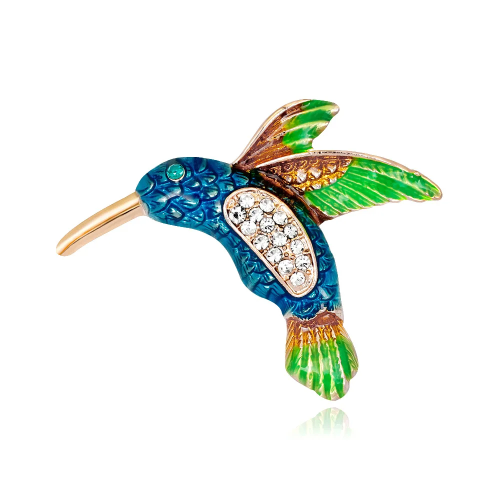 

Rhinestone enamel hummingbirds brooch beautiful bird brooch