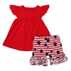 New pushed children clothing sets plain tops and shorts outfits new model sets clothing kids boutique clothes