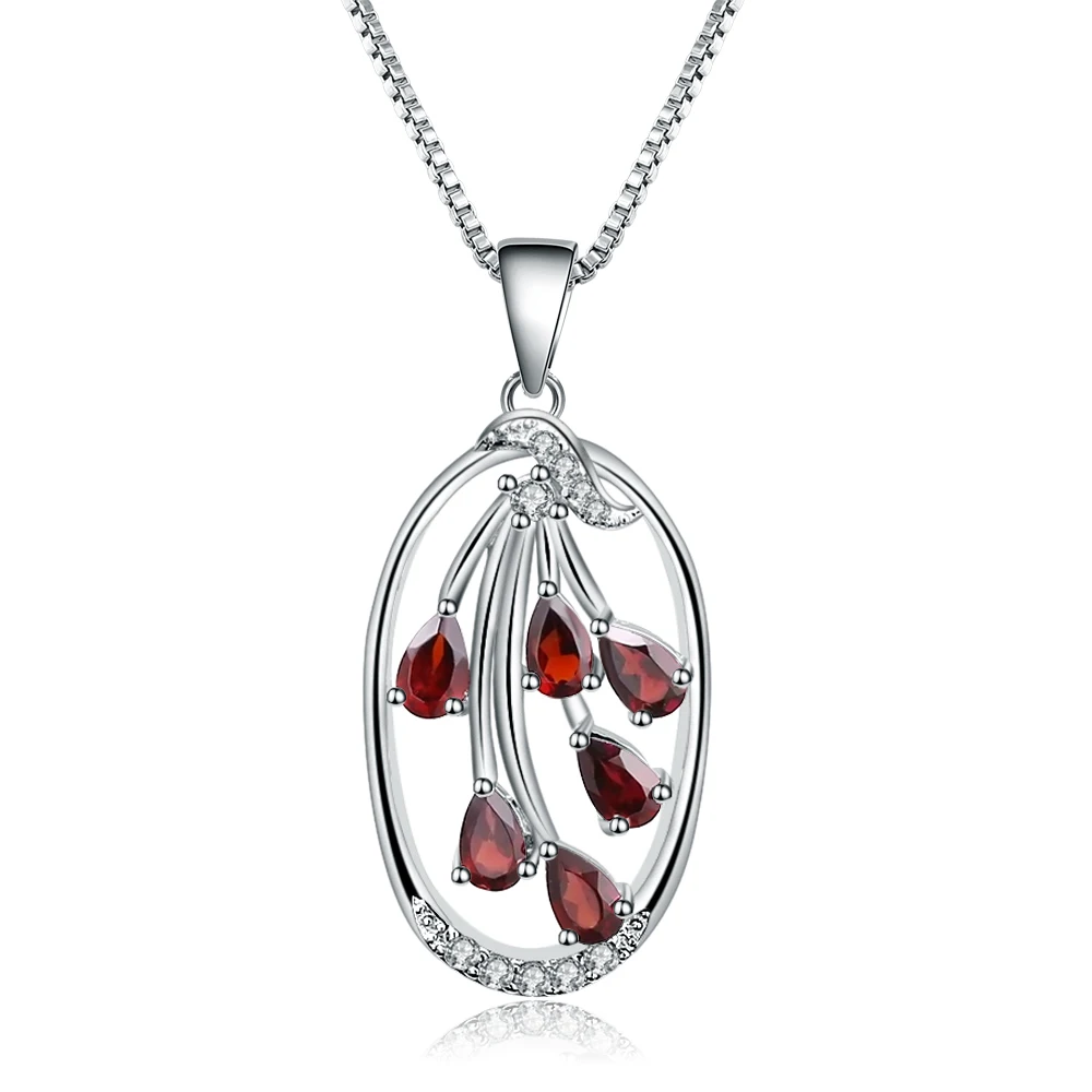 

Natural red garnet gemstone white cz 925 sterling silver tree of life pendant charms jewelry for women necklace making
