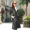 Women's Genuine Lambskin Leather Casual Long Coat Jacket For Spring and Autumn